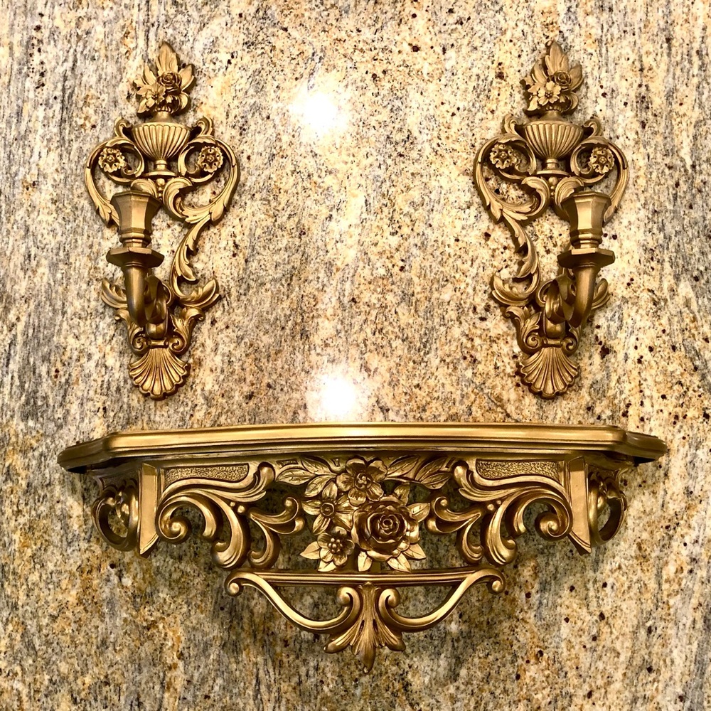 Wall shelf & sconces
